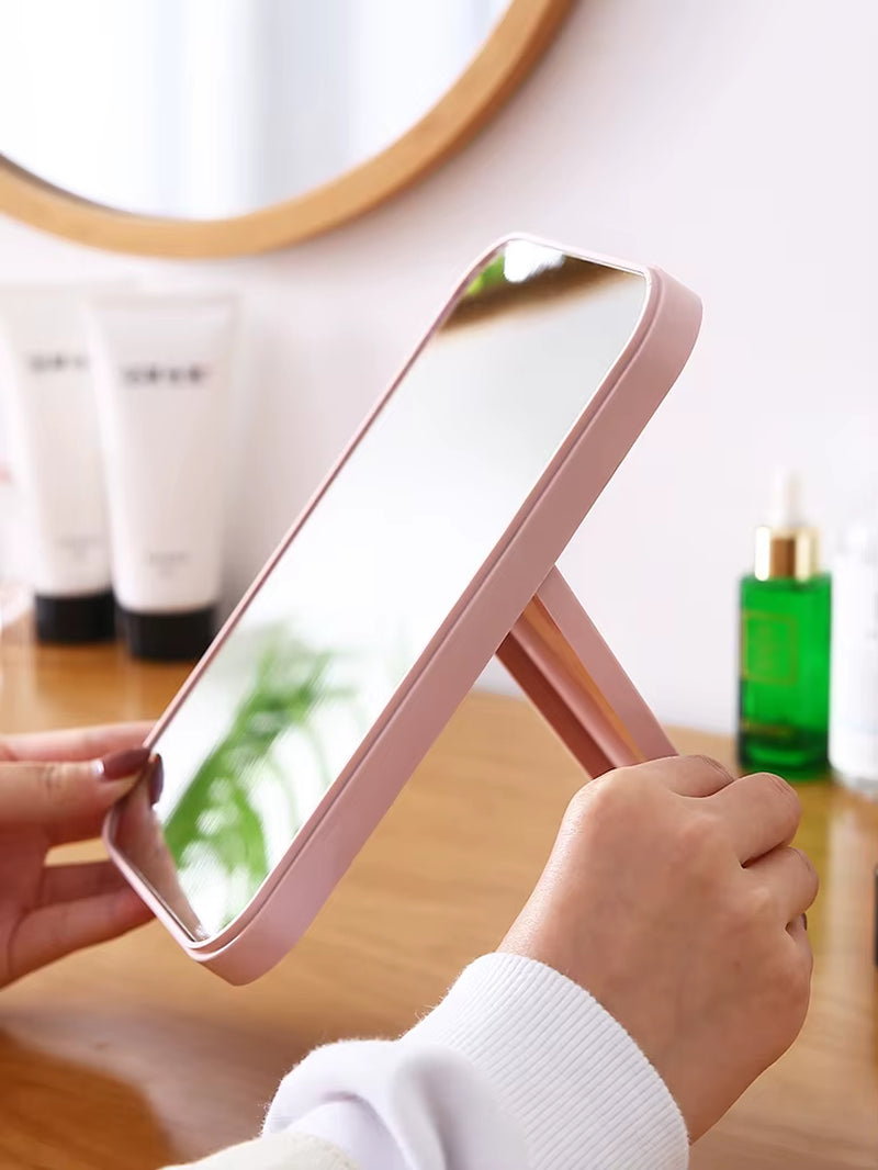 Portable folding makeup mirror – perfect for desktops, dorms, and kids' dressing tables.
