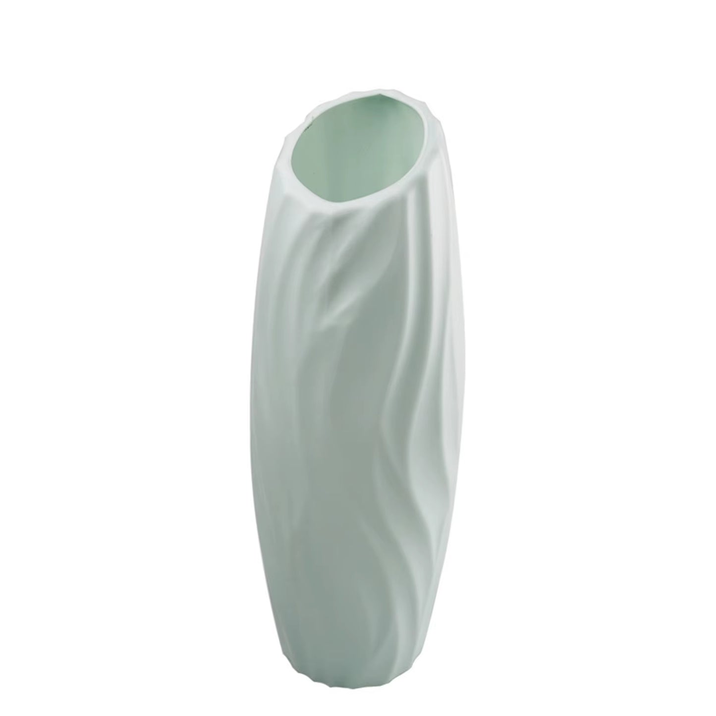Plastics Flower Vases Unbreakable Ceramic Look Vase Modern Geometric Decorative Floral Vases for Home Living Room Table Office