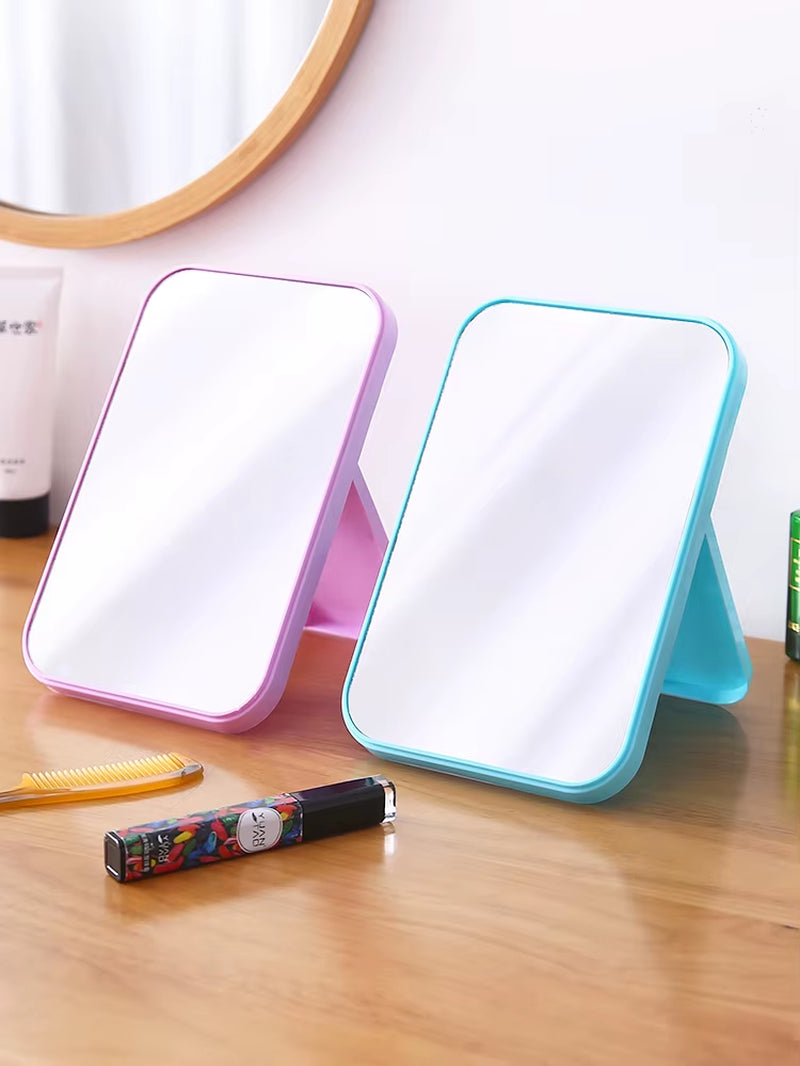 Portable folding makeup mirror – perfect for desktops, dorms, and kids' dressing tables.