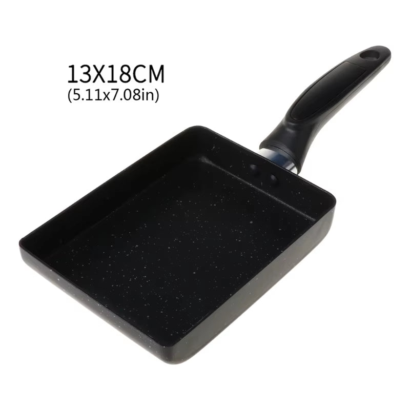1Pc Rectangular Tamagoyaki Pan – Nonstick Maifan stone omelette pan with heat-resistant handle. Ideal for gas, electric, and glass stoves.