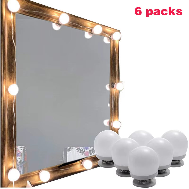 Hollywood-style 10 LED vanity lights – bright white strip for makeup tables and bathroom mirrors.