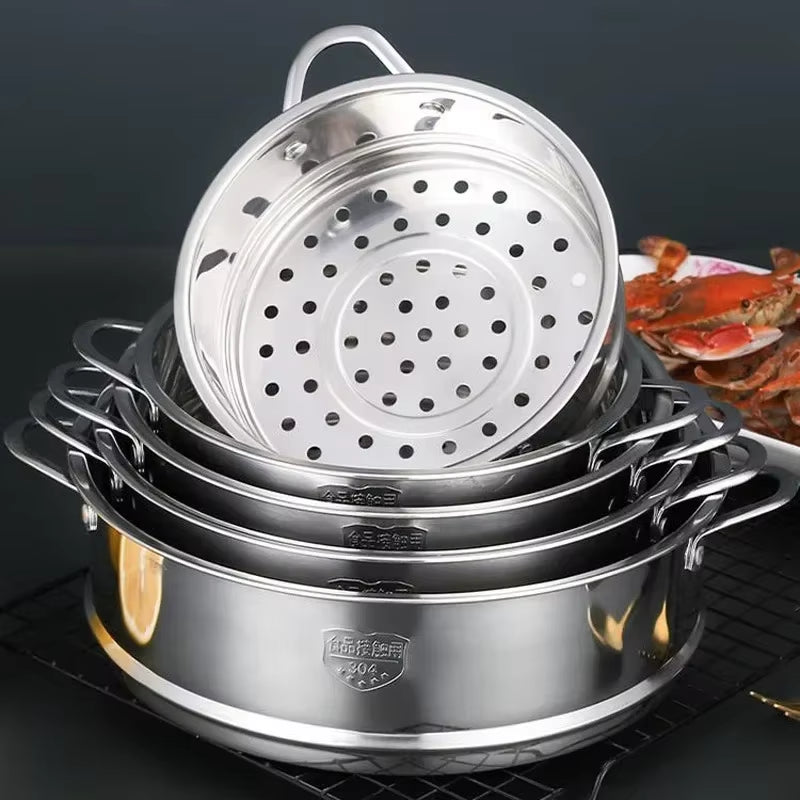 Premium Stainless Steel Double Ear Food Steamer - Perfect for Fish, Stuffed Buns, and More!