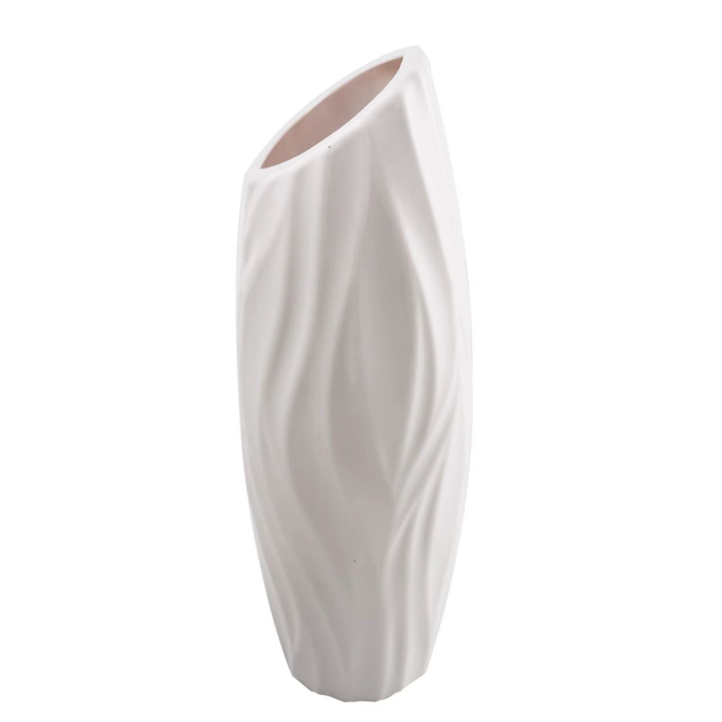 Plastics Flower Vases Unbreakable Ceramic Look Vase Modern Geometric Decorative Floral Vases for Home Living Room Table Office