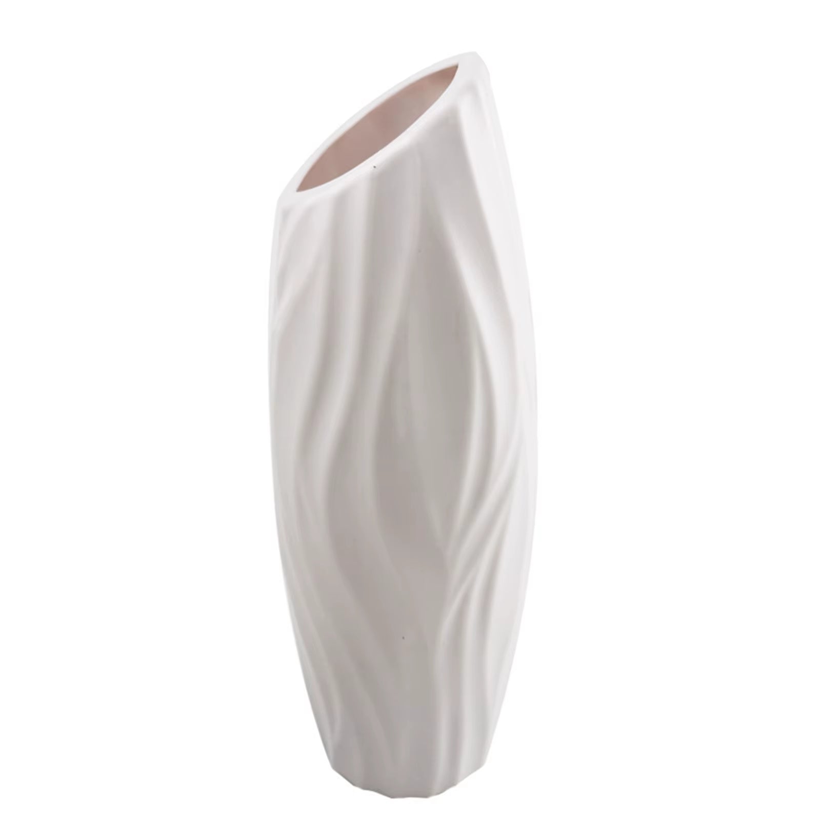 Plastics Flower Vases Unbreakable Ceramic Look Vase Modern Geometric Decorative Floral Vases for Home Living Room Table Office
