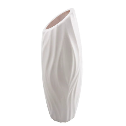 Plastics Flower Vases Unbreakable Ceramic Look Vase Modern Geometric Decorative Floral Vases for Home Living Room Table Office