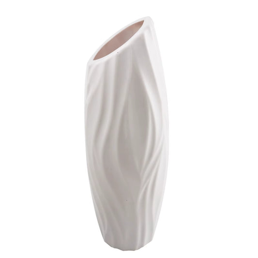 Plastics Flower Vases Unbreakable Ceramic Look Vase Modern Geometric Decorative Floral Vases for Home Living Room Table Office