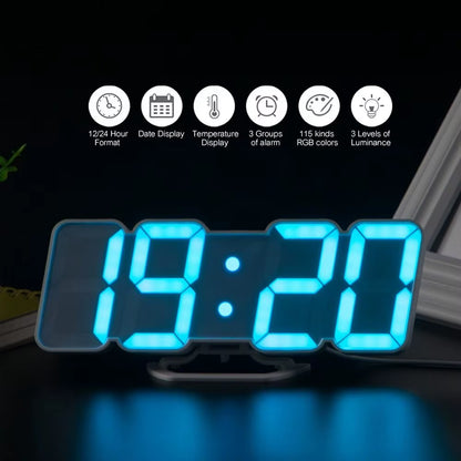 Digital Time Alarm Clock with Remote Control, LED Wall Clock with 115 Colors, Digital Watch, Night Light, Magic Desktop, Table