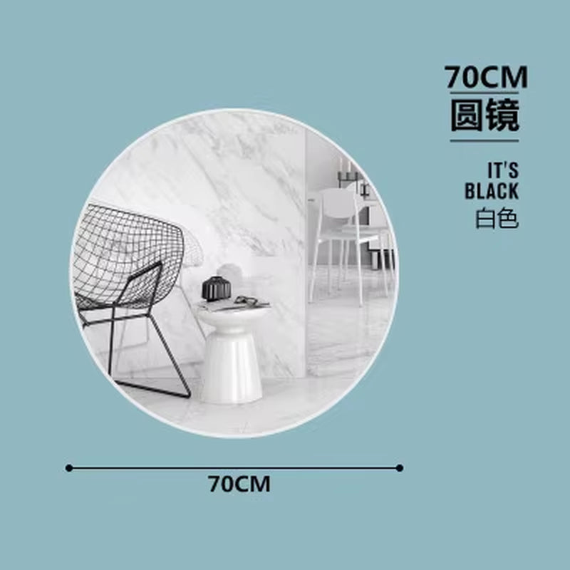 40/50/60/70Cm Simple Make up Mirror round Vanity Bathroom Mirror with Shelf Wall-Mounted Free Punch for Women Make up Mirror