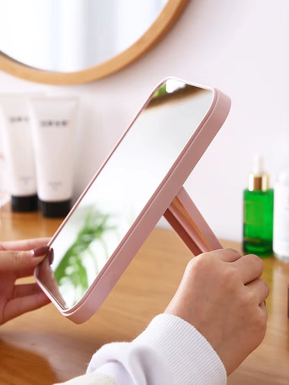 Portable folding makeup mirror – perfect for desktops, dorms, and kids' dressing tables.