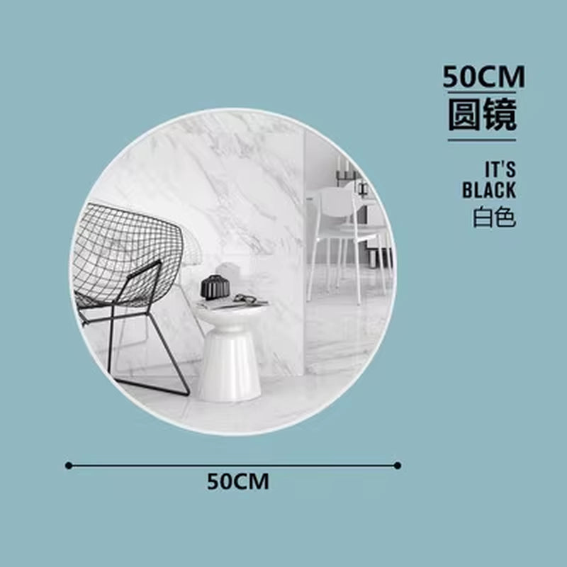 40/50/60/70Cm Simple Make up Mirror round Vanity Bathroom Mirror with Shelf Wall-Mounted Free Punch for Women Make up Mirror