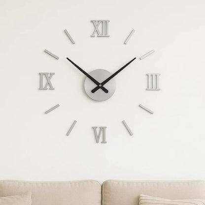 45X45Cm Roman Numer 3D Watch Acrylic Mirrored Digital Wall Clock for Living Room Modern Design DIY Home Decor