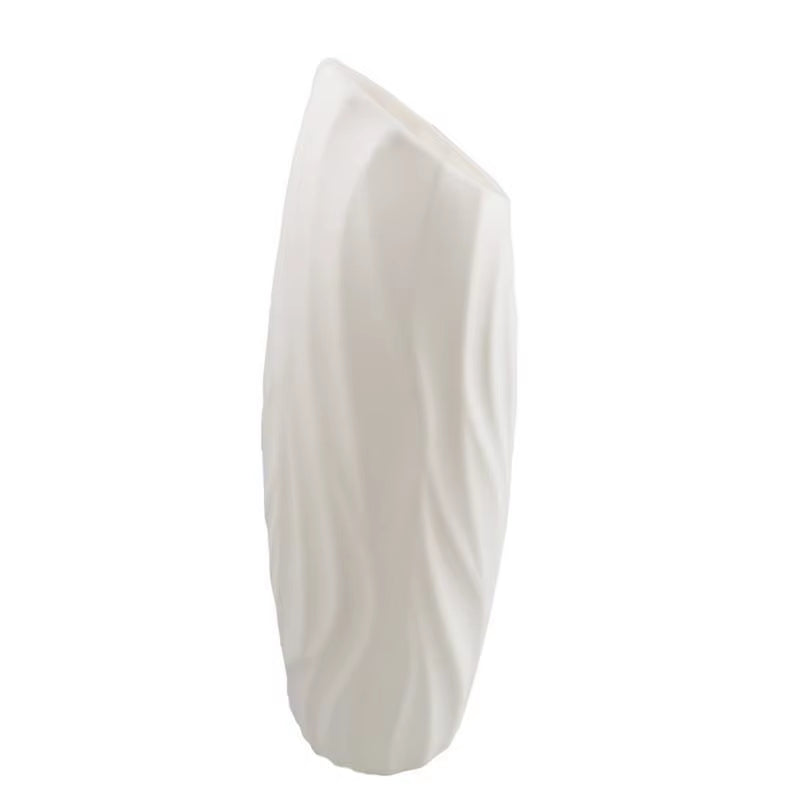 Plastics Flower Vases Unbreakable Ceramic Look Vase Modern Geometric Decorative Floral Vases for Home Living Room Table Office