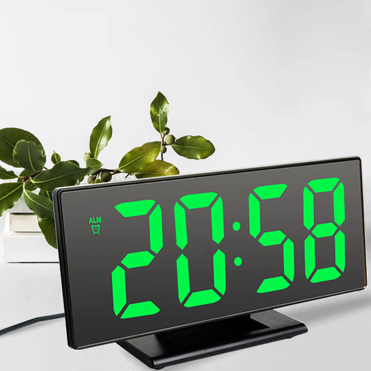 Digital Alarm Clock LED Mirror Clock Large LCD Display Electronic Clocks Noiseless Table Clocks with Temperature Calendar Watch