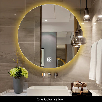 Round Bathroom Mirror Smart Makeup LED Mirror Adjustable Backlight with Bluetooth Speaker for Hotel Bedroom Decoration Mirrorg