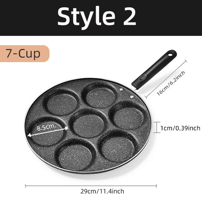 4/7-Cup Pancake & Egg Frying Pan – Durable non-stick pan with multiple holes for cooking eggs, pancakes, or ham. Perfect for quick and easy breakfasts.