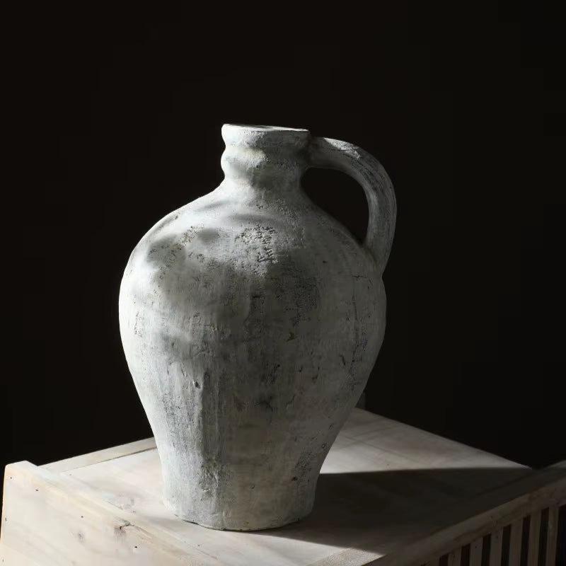 Retro and Nostalgic Handmade Ceramic Vases 25.5CM High Handmade Style Flower Vase Dried Flowers Decorative Home Decoration