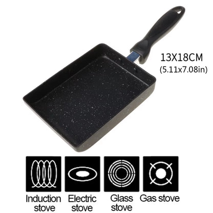 1Pc Rectangular Tamagoyaki Pan – Nonstick Maifan stone omelette pan with heat-resistant handle. Ideal for gas, electric, and glass stoves.