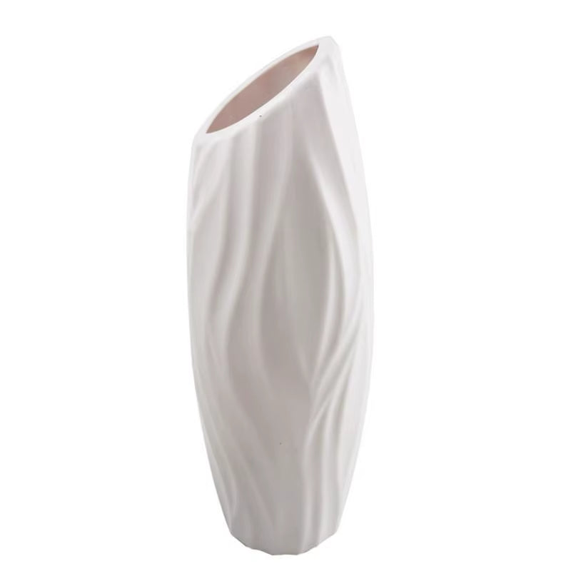 Plastics Flower Vases Unbreakable Ceramic Look Vase Modern Geometric Decorative Floral Vases for Home Living Room Table Office