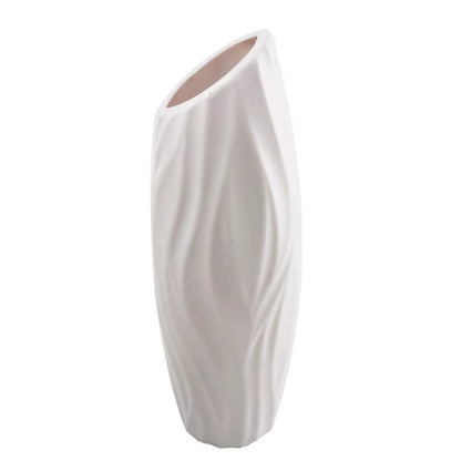 Plastics Flower Vases Unbreakable Ceramic Look Vase Modern Geometric Decorative Floral Vases for Home Living Room Table Office