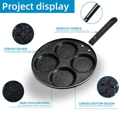 4/7-Cup Pancake & Egg Frying Pan – Durable non-stick pan with multiple holes for cooking eggs, pancakes, or ham. Perfect for quick and easy breakfasts.