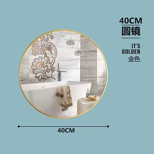 40/50/60/70Cm Simple Make up Mirror round Vanity Bathroom Mirror with Shelf Wall-Mounted Free Punch for Women Make up Mirror