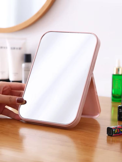 Portable folding makeup mirror – perfect for desktops, dorms, and kids' dressing tables.