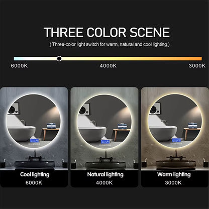 Rectangle 60x80cm Bluetooth makeup mirror with warm LED light, human body induction, and anti-fog.