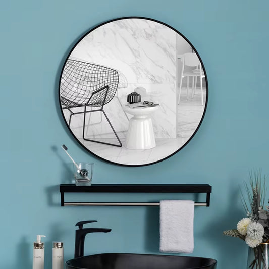 40/50/60/70Cm Simple Make up Mirror round Vanity Bathroom Mirror with Shelf Wall-Mounted Free Punch for Women Make up Mirror
