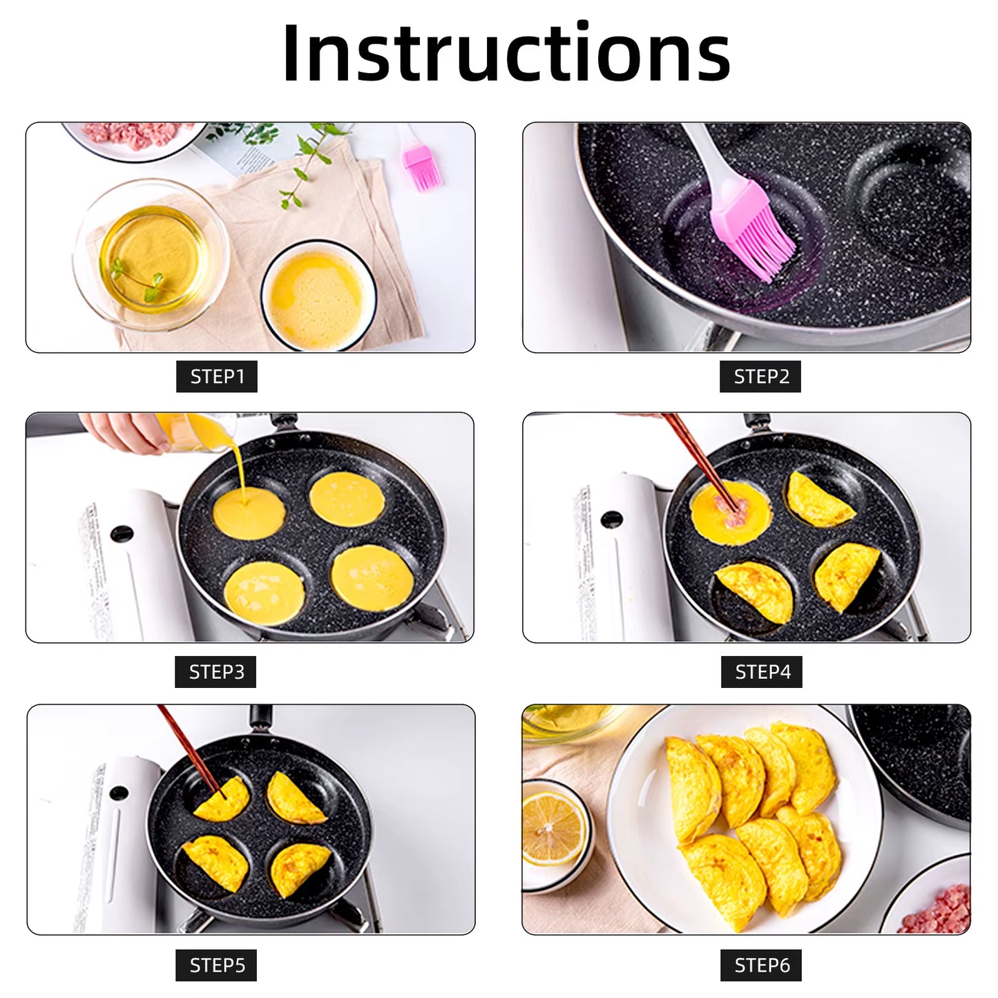 4/7-Cup Pancake & Egg Frying Pan – Durable non-stick pan with multiple holes for cooking eggs, pancakes, or ham. Perfect for quick and easy breakfasts.