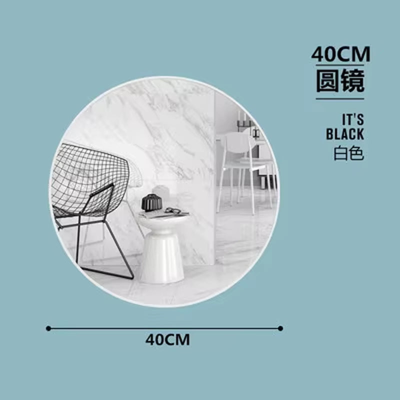 40/50/60/70Cm Simple Make up Mirror round Vanity Bathroom Mirror with Shelf Wall-Mounted Free Punch for Women Make up Mirror