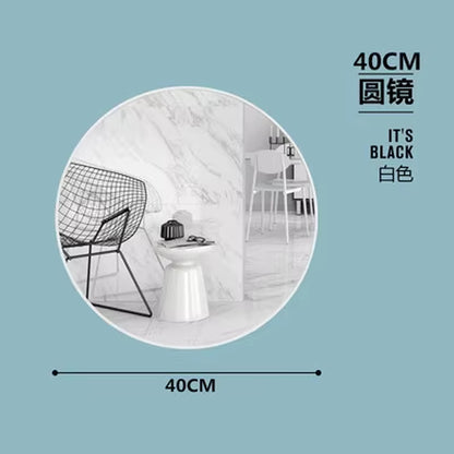 40/50/60/70Cm Simple Make up Mirror round Vanity Bathroom Mirror with Shelf Wall-Mounted Free Punch for Women Make up Mirror