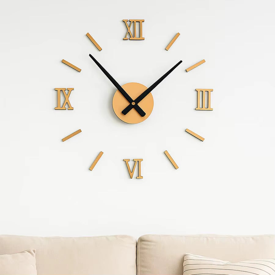 45X45Cm Roman Numer 3D Watch Acrylic Mirrored Digital Wall Clock for Living Room Modern Design DIY Home Decor