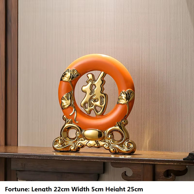 Chinese Style Creativity Ceramic Vase Wooden Frame Retro Openwork Vase Modern Home Flower Arrangement Decoration Flower Vases