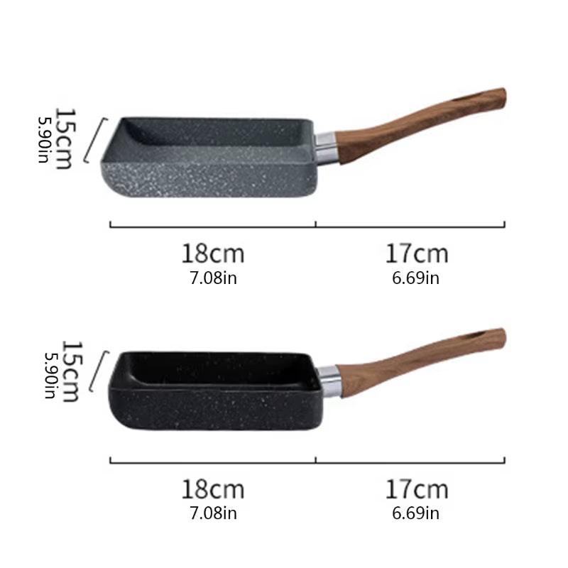 1Pc Rectangular Tamagoyaki Pan – Nonstick Maifan stone omelette pan with heat-resistant handle. Ideal for gas, electric, and glass stoves.