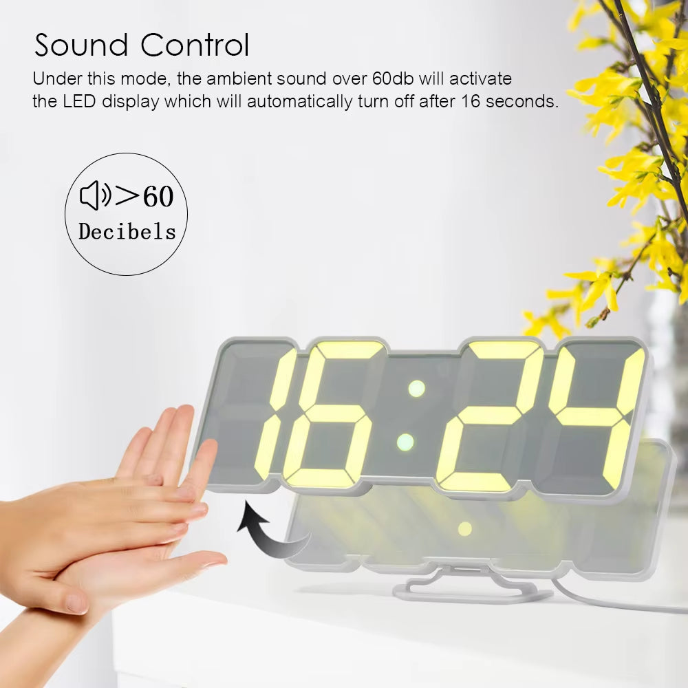 Digital Time Alarm Clock with Remote Control, LED Wall Clock with 115 Colors, Digital Watch, Night Light, Magic Desktop, Table