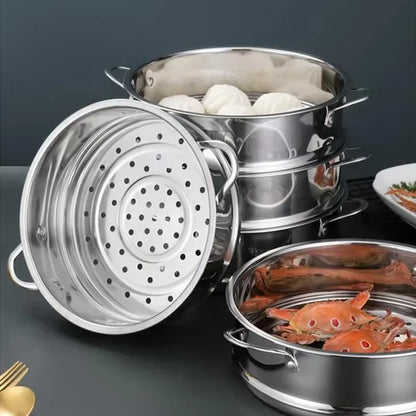 Premium Stainless Steel Double Ear Food Steamer - Perfect for Fish, Stuffed Buns, and More!
