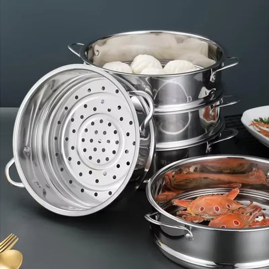 Premium Stainless Steel Double Ear Food Steamer - Perfect for Fish, Stuffed Buns, and More!