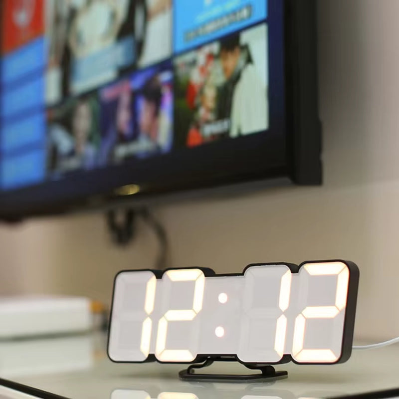 Digital Time Alarm Clock with Remote Control, LED Wall Clock with 115 Colors, Digital Watch, Night Light, Magic Desktop, Table