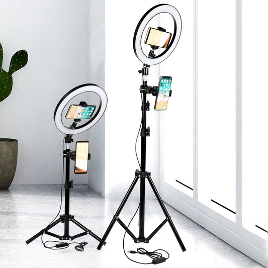 Multi-function 26CM selfie ring light – adjustable brightness for YouTube, makeup, or live video.