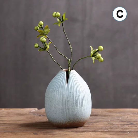 Retro Exquisite Ceramic Hydroponic Ikebana Vases Handmade Pottery Gift Desk Home Decor Gardening Supplies Ceramic Vase Flower