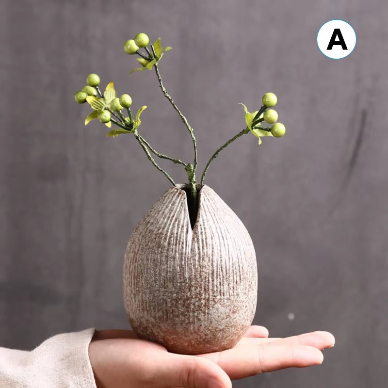 Retro Exquisite Ceramic Hydroponic Ikebana Vases Handmade Pottery Gift Desk Home Decor Gardening Supplies Ceramic Vase Flower