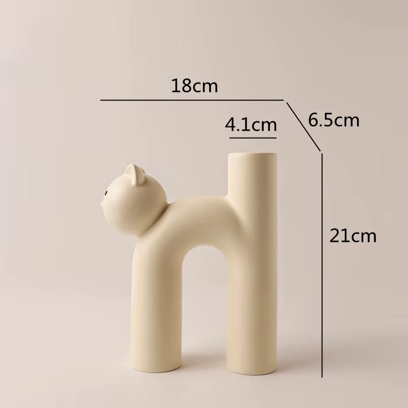 Cute Cat Vase Cathead H-Shaped Tube Vase Flower Arrangement Hydroponics Accessories Home Furnishing Decoration Vases Pots