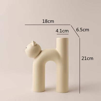 Cute Cat Vase Cathead H-Shaped Tube Vase Flower Arrangement Hydroponics Accessories Home Furnishing Decoration Vases Pots