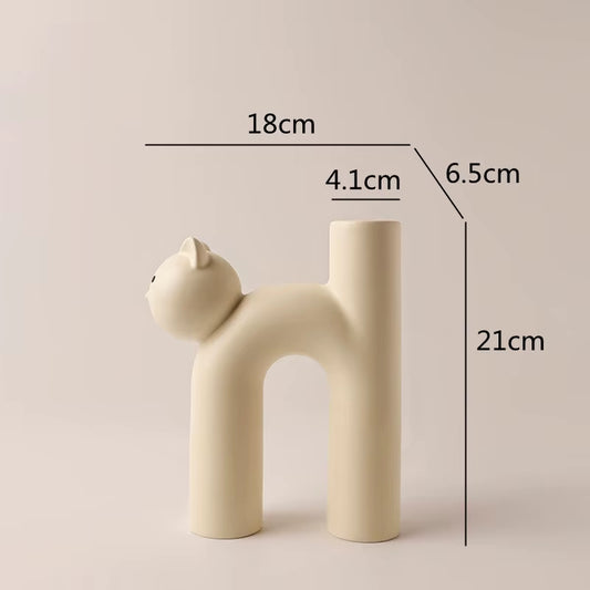 Cute Cat Vase Cathead H-Shaped Tube Vase Flower Arrangement Hydroponics Accessories Home Furnishing Decoration Vases Pots