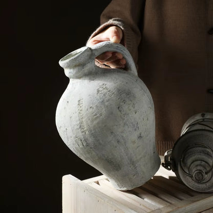 Retro and Nostalgic Handmade Ceramic Vases 25.5CM High Handmade Style Flower Vase Dried Flowers Decorative Home Decoration