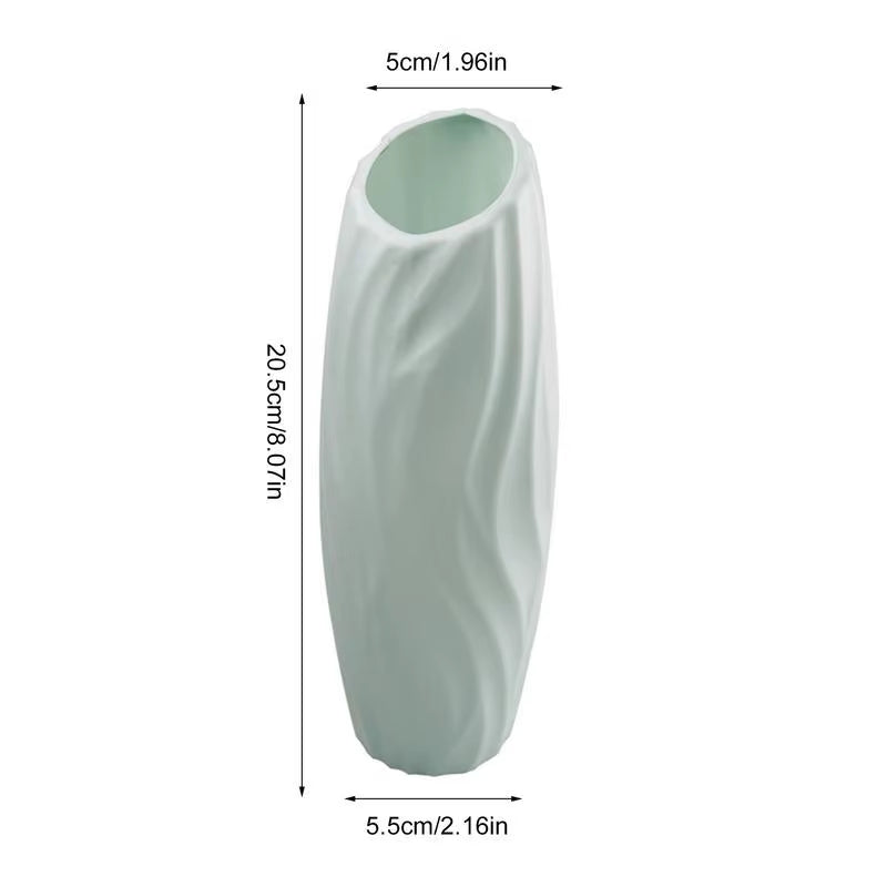Plastics Flower Vases Unbreakable Ceramic Look Vase Modern Geometric Decorative Floral Vases for Home Living Room Table Office
