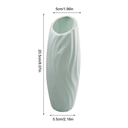 Plastics Flower Vases Unbreakable Ceramic Look Vase Modern Geometric Decorative Floral Vases for Home Living Room Table Office