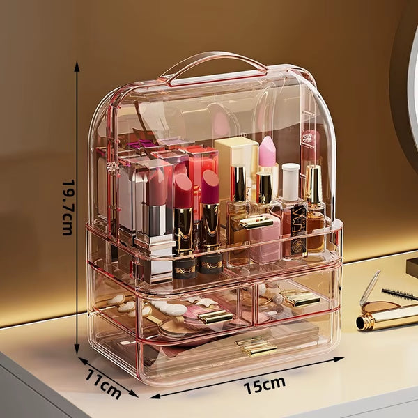 Desktop Transparent Makeup Drawer Box Dust-Proof Cosmetics Skincare Lipstick Storage Box Dressing Table Eye Shadow Organizer