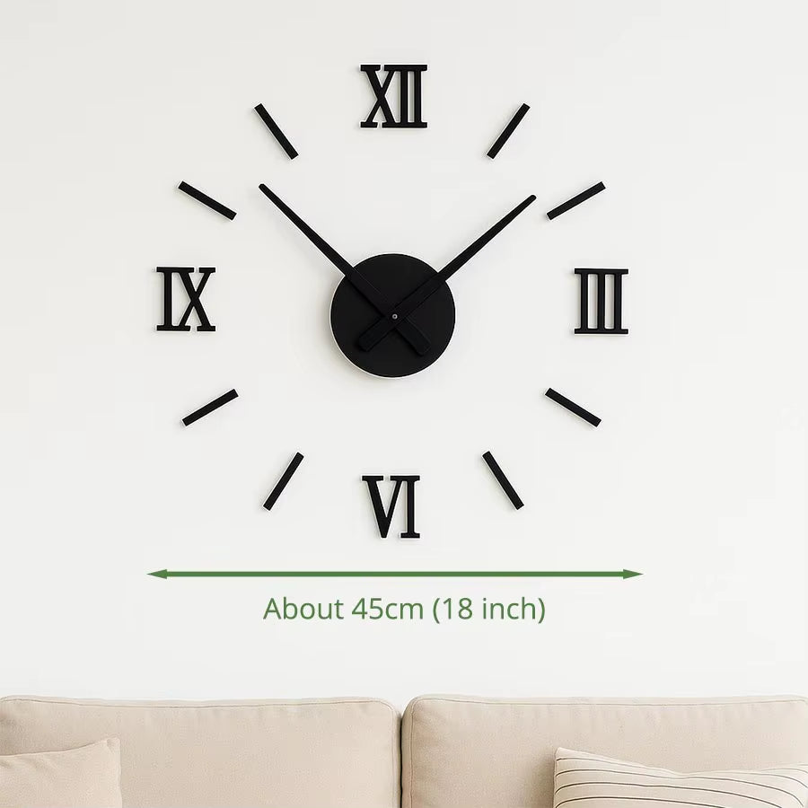45X45Cm Roman Numer 3D Watch Acrylic Mirrored Digital Wall Clock for Living Room Modern Design DIY Home Decor