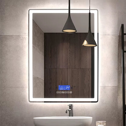 Rectangle 60x80cm Bluetooth makeup mirror with warm LED light, human body induction, and anti-fog.